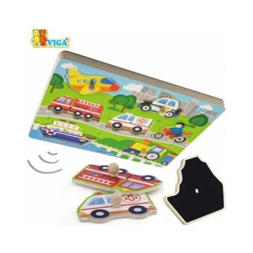 Viga Wooden Sound Puzzle – Transportation