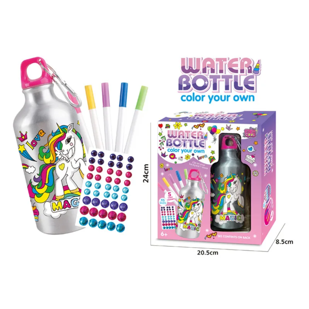 Color Your Own Water Bottle – Unicorn Design