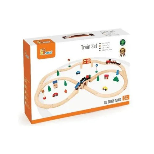 مجموعة مسار القطار الخشبي