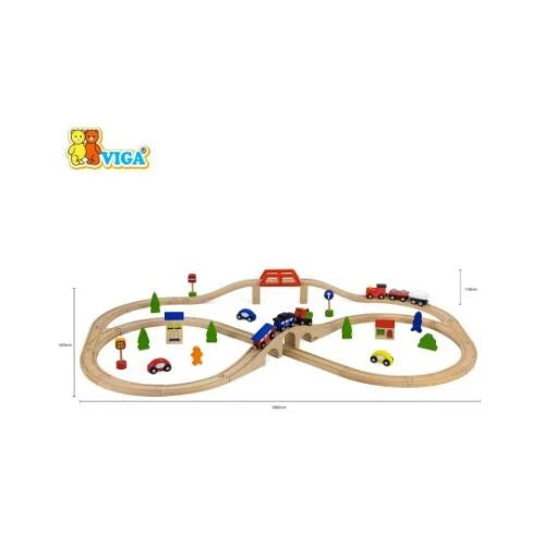 مجموعة مسار القطار الخشبي