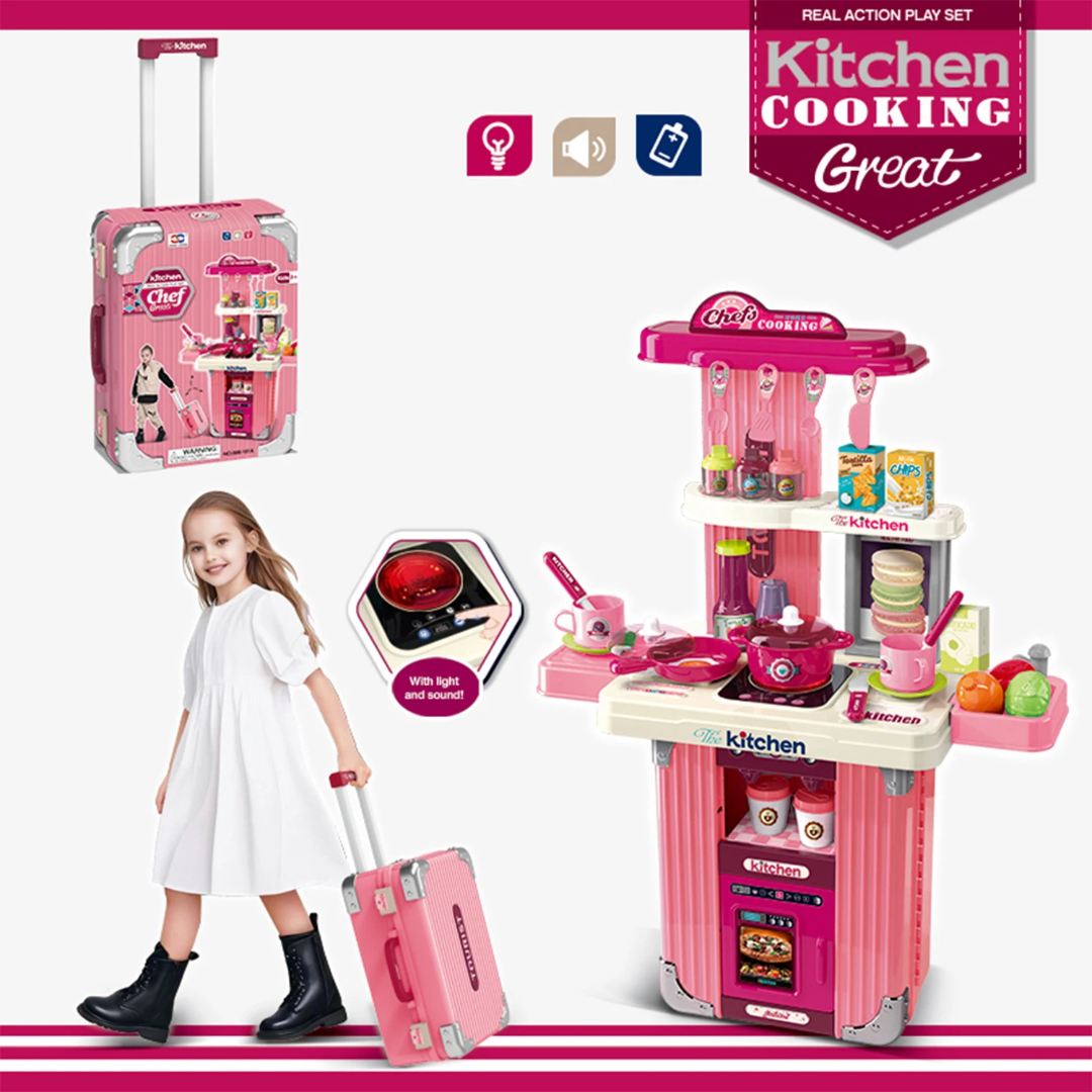 مطبخ أطفال قابل للحمل مع حقيبة