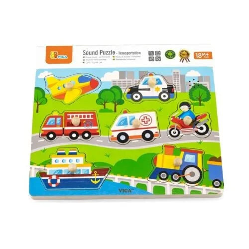 Viga Wooden Sound Puzzle – Transportation