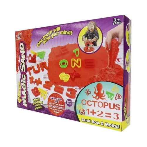 الرمل السحري الأحمر مع أحرف وأرقام